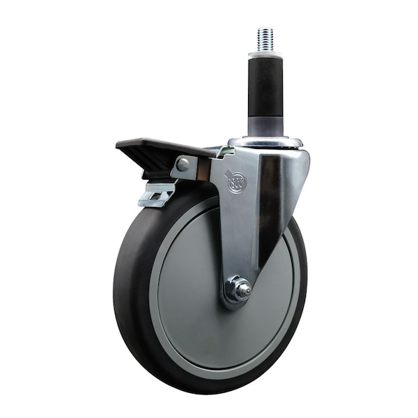 6'' Thermoplastic Rubber Swivel 1-1/8'' Expanding Stem Caster with Brake